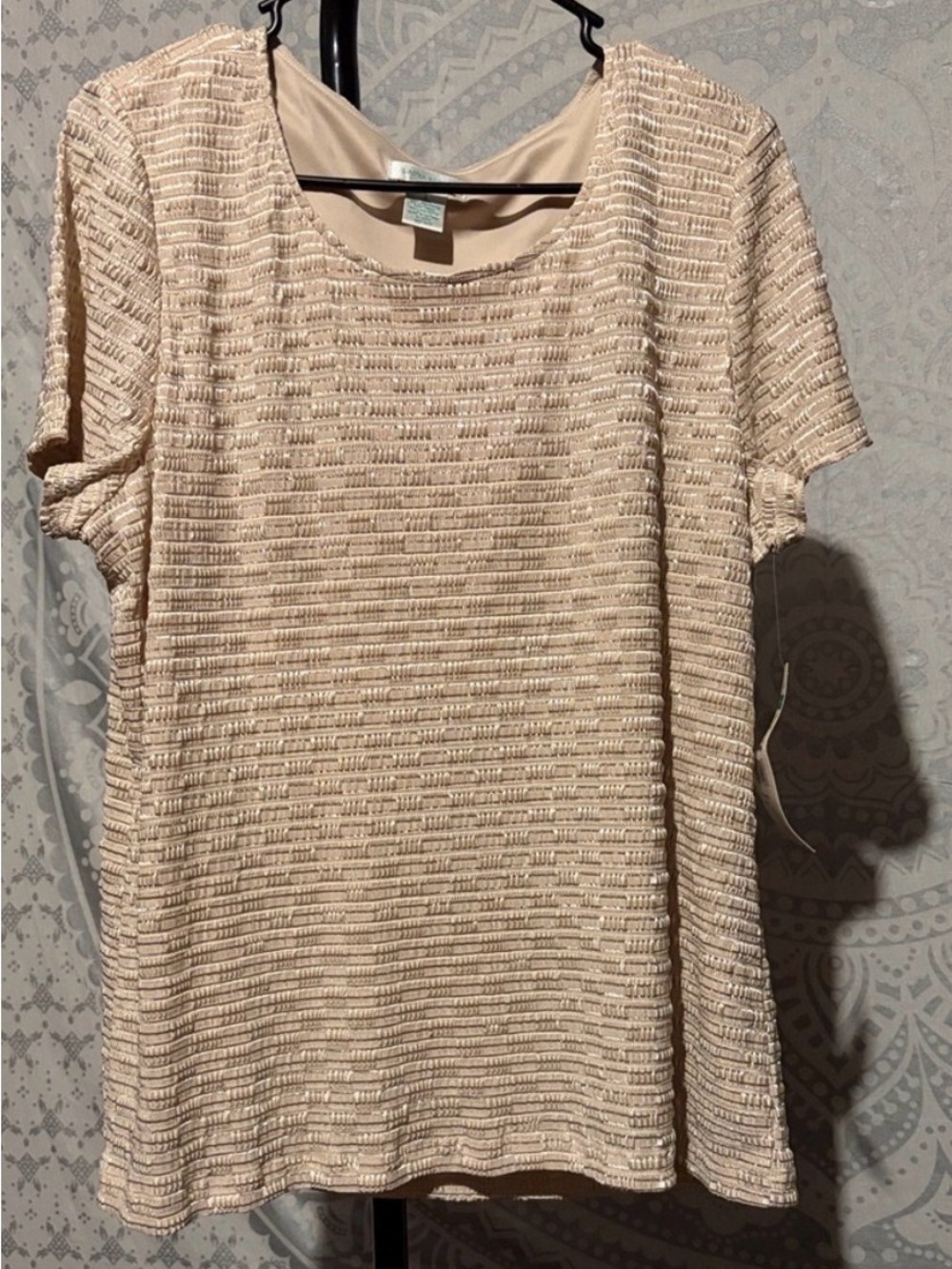 Laura Ashley Cream Textured Short Sleeve Blouse